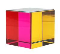 Hamwesh Prism Cube, 25mm Glass RGB Dispersion Light Refraction Physics Teaching Glass Cube Color Optical with Stand for Home Office Decor Photography Props Kids (50mm)