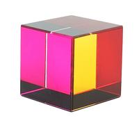 Hamwesh Prism Cube, 25mm Glass RGB Dispersion Light Refraction Physics Teaching Glass Cube Color Optical with Stand for Home Office Decor Photography Props Kids (40mm)