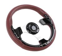 Hamwesh Racing Steering Wheel, 13 Inch 3 Spoke PU Leather and Aluminum Automotive Steering Wheel, Universal Fit with Horn Button and 6 Bolts for (Black)