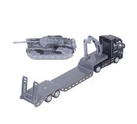 Hamwesh RC Semi Truck, 1:24 Scale Detachable Metal Flatbed RC Trailer, Construction Vehicle with Tank Model for Boys Adults (Grey)
