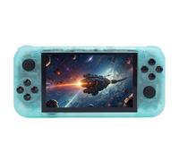 Hamwesh Retro Handheld Game Console, 128GB 5 Inch IPS Screen Open Source Retro Gaming Console with 19 Emulators and 3000mAh Battery for Handheld Video Gaming and Birthday Gifts (Transparent Green)