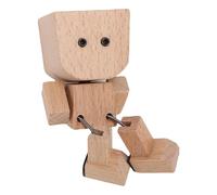 Hamwesh Shaking Wooden Man Figurine, 12 Interchangeable Expressions with Spring Leg Design for Office Desk, Car Dashboard, and Home Decor