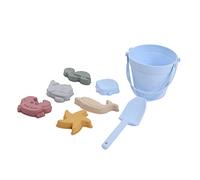 Hamwesh Silicone Beach Toys, 8 Piece Set, Sand Castle Molds, Bucket and | Toddler Sand Play Kit, Soft Touch Matte Finish, Easy Clean for Tub or Sensory Box, Backyard Sandbox Travel Essentials