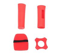 Hamwesh Silicone Wireless Microphone Handle Sleeve, Anti-Fall Protective Cover with Windscreen and Anti-Slip Ring for KTV Home Karaoke Stage (Red)