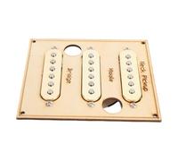 Hamwesh Single Coil Pickup Set, Alnico 5 Magnets Staggered Pole Pieces 6.4K 6.6K 7K Impedance Neck Middle Bridge Pickups, Replacement Set with Removable White Cover for Electric Guitar (Gold)
