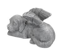 Hamwesh Sleeping Dog Memorial Statue, Sturdy Resin Sunproof Dog Wing Figurine, Memorial Figurine with Wings for Courtyard Garden Balcony Indoor Outdoor Placement