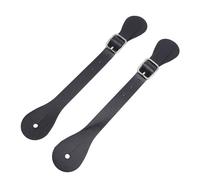 Hamwesh Spur Straps, Adjustable Length 22cm Synthetic Nappa Leather Cowboy Boot Straps, Western Spurs with Secure Fit for Equestrian Rodeo Men Women (Black)
