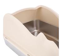 Hamwesh Stainless Steel Cat Litter Box, Large Size with Raised Fence Top Entry Metal Kitty Litter Box, Cat Enclosure with Lid and Scoop for Large Cats (1234123)
