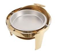 Hamwesh Stainless Steel Chafing Dish Buffet Set, 6L Round Catering Warmer with Food Trays Lid Alcohol Holder for Kitchen Party Banquet Events (1 Full Size Pan)