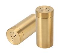 Hamwesh Stainless Steel Jars, 2 Pack Gold Seasoning Containers with Shaker Lids for Salt Cocoa Powder Cinnamon Paprika for Kitchen Cooking
