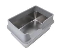 Hamwesh Stainless Steel Litter Box, Splashproof High Walls High Wall Litter Box, Large Open Top Cat with Scoop for Cats and Small Medium Pets (L Grey)