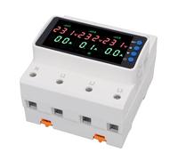 Hamwesh Three Phase Voltage Protector, Adjustable Reset Timer 1-600s Over Under Voltage Current Protection Auto Reclosing, Protective Device with Digital Display DIN Rail Mount