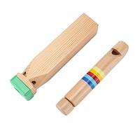 Hamwesh Train Whistle, 2Pcs 4 Tones Slide Whistle and Conductor, Wooden Train with Beech Material for Kids Toddlers and Birthday Parties