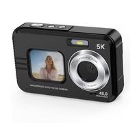 Hamwesh Underwater Camera, 48MP 5K Video Dual Screen Action Camera, with 32GB Card Storage Bag for Snorkeling Diving Swimming (Black)