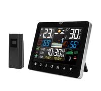 Hamwesh Weather Station Wireless Indoor Outdoor, Color Display Digital Weather Thermometer, Forecast Station with Wireless Outdoor Sensor & Touch Screen for Home, Black