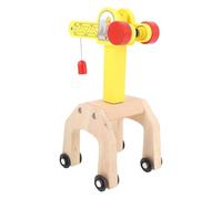 Hamwesh Wooden Crane Toy, Sturdy Handcrafted Beech Wood Crane Truck, Construction Playset with Easy Assemble Track Accessories for Kids Age 4-7