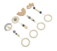 Hamwesh Wooden Hanging Toys, 4 Pcs Play Gym Rings with Activity Nursing Game for Newborn, Visual Development (Gray)