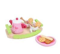 Hamwesh Wooden Tea Party Set, Imaginative Play Educational Development Tea Party Set for Kids, Wooden with Beechwood Teapot Cups Tray for Parent Child Interaction