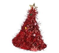 Hamwesh Xmas Tree Hat, Vibrant Red Soft Felt Fabric Thermal Warmth Xmas Tree Cap, Felt Hat with Adorable Fuzzy Ball Decoration for Holiday Party Family Gathering Costume