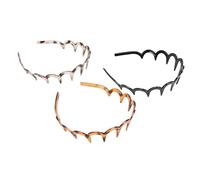 Hamwesh Zig Zag Headband, Double Sided Reversible U Shape Non Slip Comb Headbands for Women, with Widened Teeth for Voluminous Lift and Stylish Finish, Amber Black Gray (3 Pieces Set)