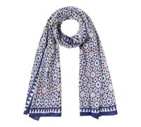 Hamzah Foulard Women's Andalusian Style Long Scarf 180 x 65 cm Soft Modal | Spanish Design Inspired by Tiles | Lightweight Scarf Head Neck | Elegant Gift with Premium Packaging, Zellige Blue