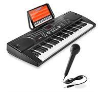 Hamzer 61-Key Digital Music Piano Keyboard - Portable Electronic Musical Instrument - with Microphone and Sticker Sheet