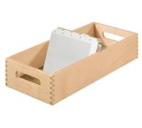 HAN 1006-0, Wooden card index tray A6 landscape, for 1,500 cards, metal base/support plate, natural wood