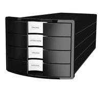 Han 1012-13 Impuls Drawer Box DIN A4/C4 4 Closed Drawers Black