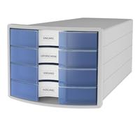 HAN 1012-64 Impuls Drawer Box A4/C4 with 4 Closed Drawers Light Grey/Blue
