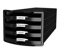 HAN 1013-13 Impuls Drawer Box DIN A4/C4 4 Open Drawers Black