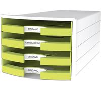 HAN 1013-50 Impuls Drawer Box DIN A4/C4 4 Open Drawers White/Trend Colour Lemon