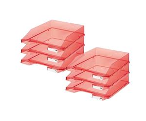 HAN 1026-X-29, KLASSIK letter tray. Modern, stylish, transparent and glossy, pack of 6, transparent-red