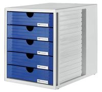HAN 1450-14, SYSTEMBOX drawer set. Innovative, attractive design with 5 closed drawers, light-grey-blue