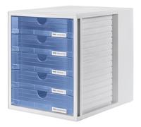 HAN 1450-64, Drawer set System box, Innovative, attractive design with 5 closed drawers, light-grey / translucent blue