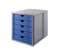 HAN 14508-16, SYSTEMBOX KARMA. Innovative Drawer set, attractive design, BLUE ANGEL certified, with 5 closed drawers, grey/eco-blue