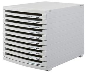 HAN 1510-0-11, CONTUR drawer set. Modern organisational system, expandable, premium quality for a highly professional organisation with 10 open drawers, light-grey