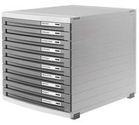 HAN 1510-19, CONTUR drawer set. Modern organisational system, expandable, premium quality for a highly professional organisation with 10 closed drawers, light-grey-dark-grey