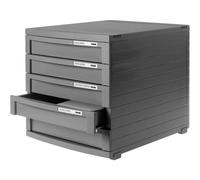 HAN 1x CONTUR drawer box, dark grey, 5 drawers, A4/C4, stackable | Made in Germany, A4/C4, 300x382x307 mm, smooth-running drawers, drawer system, document tray, desk tray