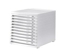 HAN 1x CONTUR Drawer Box, White, 10 Drawers, Labeling, Rubber feet | Made in Germany, A4/C4, labeling field, 300x382x200 mm, smooth-running drawers, drawer system, document tray