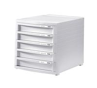 HAN 1x CONTUR Drawer Box, White, 5 Drawers, A4/C4, Stackable, Labeling | Made in Germany, A4/C4, 300x382x200 mm, smooth-running drawers, drawer system, document tray, storage box, stackable