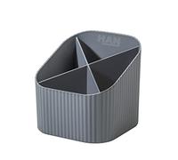 HAN 1x Desk Organizer Grey 4 compartments Recycled Plastic 111x111x105 mm | Made in Germany, 5 compartments, 4 compartments, 111x111x105 mm, pen holder, pen storage, storage tray, recycled plastic