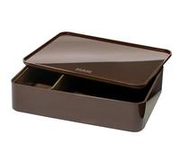 HAN 1x Drawer Box ALLISON SMART-ORGANIZER brown stackable rubber feet | Made in Germany, utensil box, inner tray, 260x195x68 mm, smooth-running drawers, drawer system, document tray