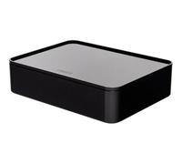 HAN 1x Drawer Box ALLISON SMART-ORGANIZER jet black stackable rubber feet | Made in Germany, utensil box, inner tray, 260x195x68 mm, smooth-running drawers, drawer system, document tray