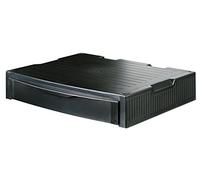 HAN 1x Monitor stand black stackable A4/C4 380x325x73 mm plastic | Made in Germany, A4/C4, 380x325x73 mm, stackable, lockable, cable management, monitor stand, screen riser, 1 drawer