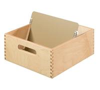 HAN 505-0, Wooden card index tray A5 landscape, for 900 cards, metal base/support plate, natural wood