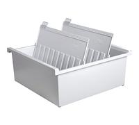 HAN 954-0-11, Card index tray A4 landscape. Innovative, attractive design holds 1,300 cards, supplied with 2 support plates with clear file clips, light-grey