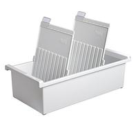HAN 955-0-1-11, Card index tray A5 portrait. Innovative, attractive design holds 1,300 cards, supplied with 2 support plates with clear file clips, light-grey