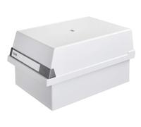 HAN 955-11, Card filing box A5 landscape. Innovative, attractive design holds 1,300 cards, readjustable lid supplied with large inscription label, light-grey