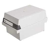 HAN 966-11, Card filing box A6 landscape. Innovative, attractive design holds 800 cards, readjustable lid supplied with large inscription label, light-grey