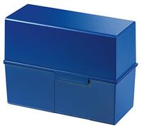 HAN Index Card Box DIN A5 Landscape for 450 Cards with Steel Hinge Blue